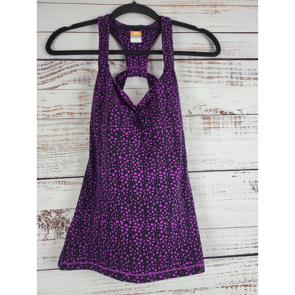Lucy Powermax Athletic Tank Top S Womens Built In Bra Purple‎ Black Pullover